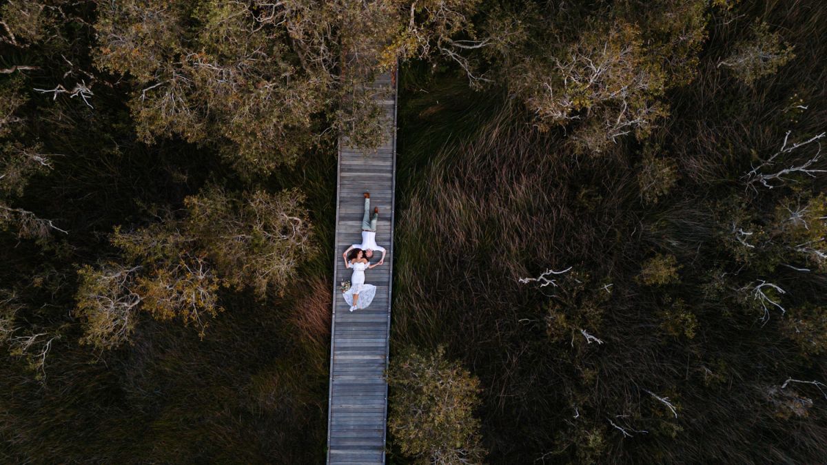 sunshine coast wedding drone image